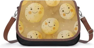 Women's Handbag Cute Potato Patterns Satchel Bag Leather Crossbody Bag Waterproof Messenger Bag