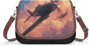 Women's Handbag Plane And Aircraft Satchel Bag Leather Crossbody Bag Waterproof Messenger Bag