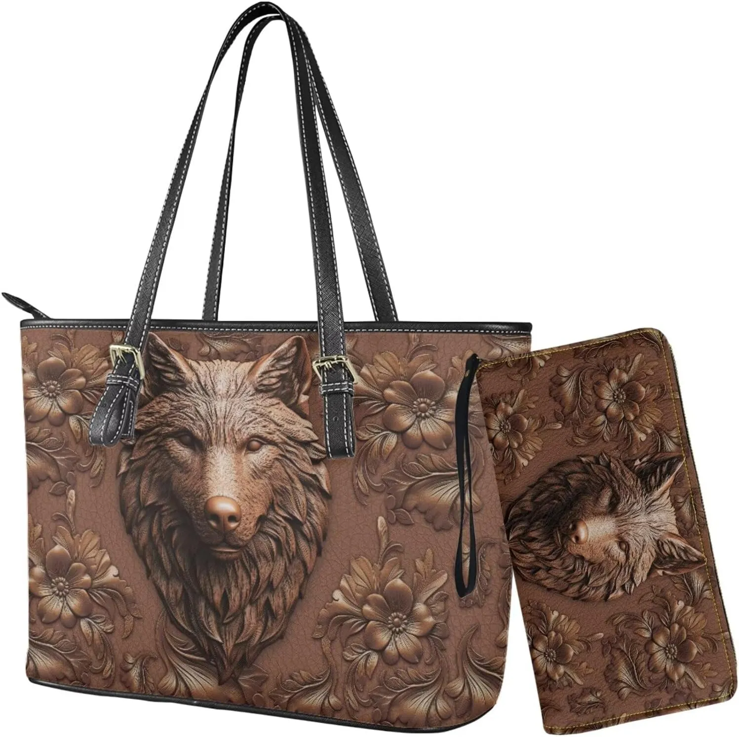 Womens Handbag Sets Satchel Purse Waterproof Tote Bag with Wallet Set for Ladies