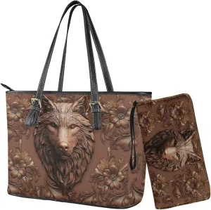 Womens Handbag Sets Satchel Purse Waterproof Tote Bag with Wallet Set for Ladies