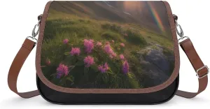 Women's Handbag Sunrise Carpathian Mountain Landscape Satchel Bag Leather Crossbody Bag Waterproof Messenger Bag