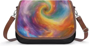 Women's Handbag Swirl Rainbow Tie Dye Print Satchel Bag Leather Crossbody Bag Waterproof Messenger Bag