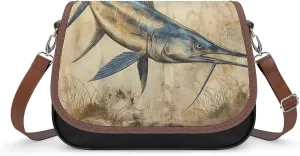 Women's Handbag Swordfish Satchel Bag Leather Crossbody Bag Waterproof Messenger Bag