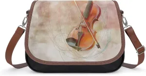 Women's Handbag Violin With Swirling Satchel Bag Leather Crossbody Bag Waterproof Messenger Bag