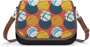 Women's Handbag Volleyball Patterns Satchel Bag Leather Crossbody Bag Waterproof Messenger Bag