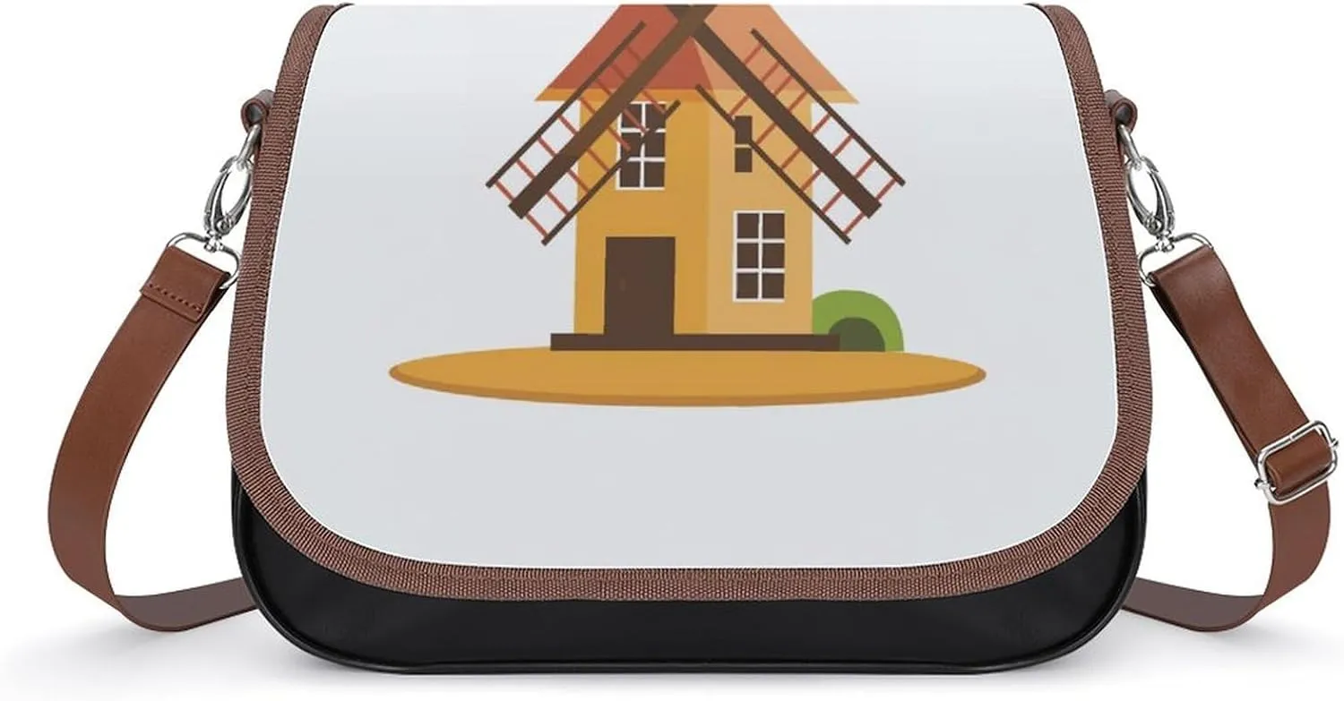 Women's Handbag Windmill Satchel Bag Leather Crossbody Bag Waterproof Messenger Bag