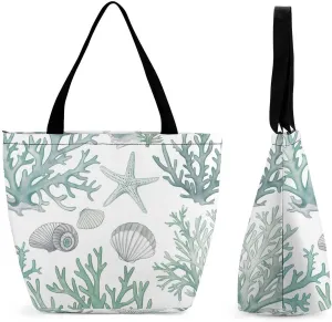 Women's Handbags Coral Reef Starfish Shopping Bag Leather Tote Bag Satchel Bags