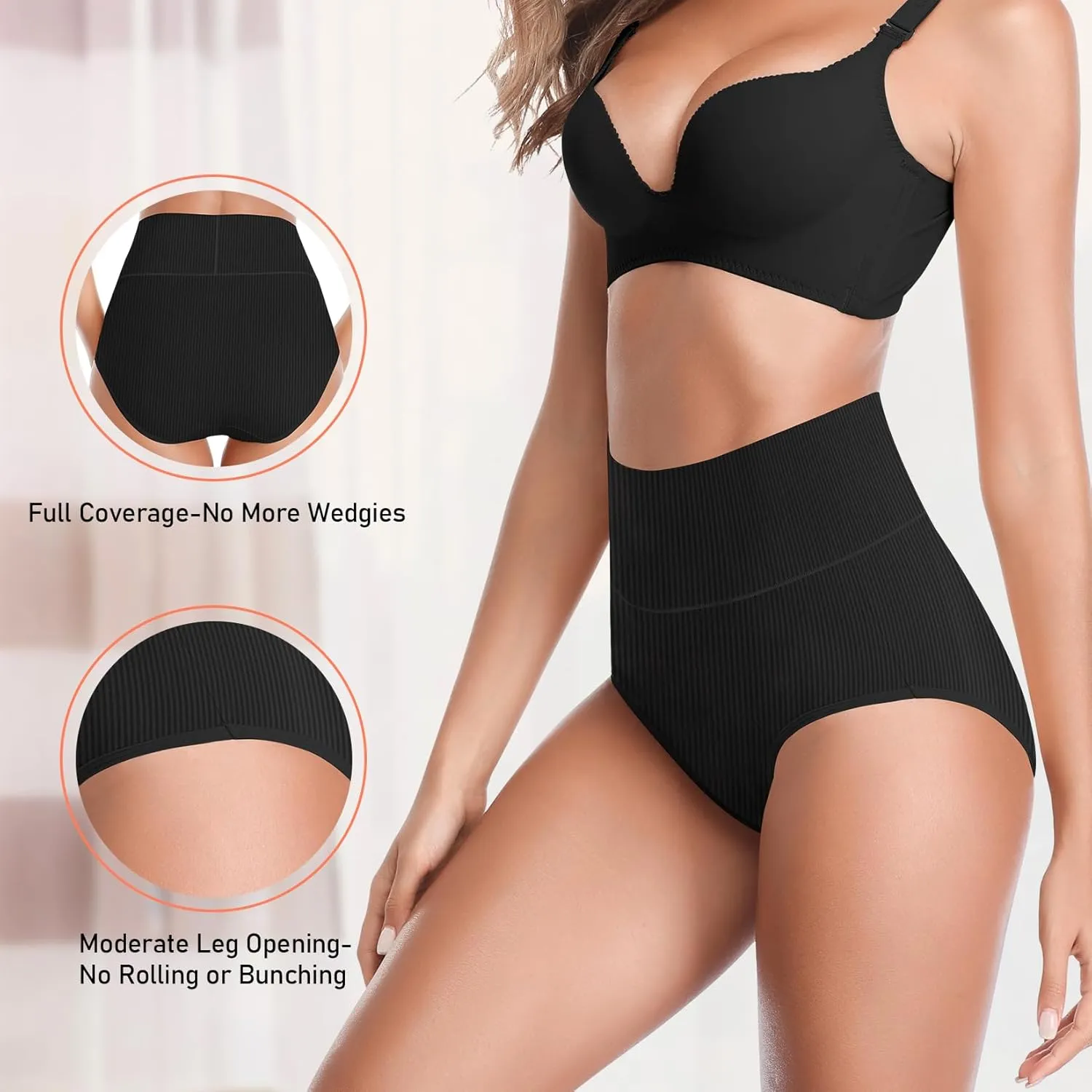 Women's High Waist Cotton Underwear Super Stretchy Briefs Full Coverage Panties Blue 5-Pack One Size Fits All