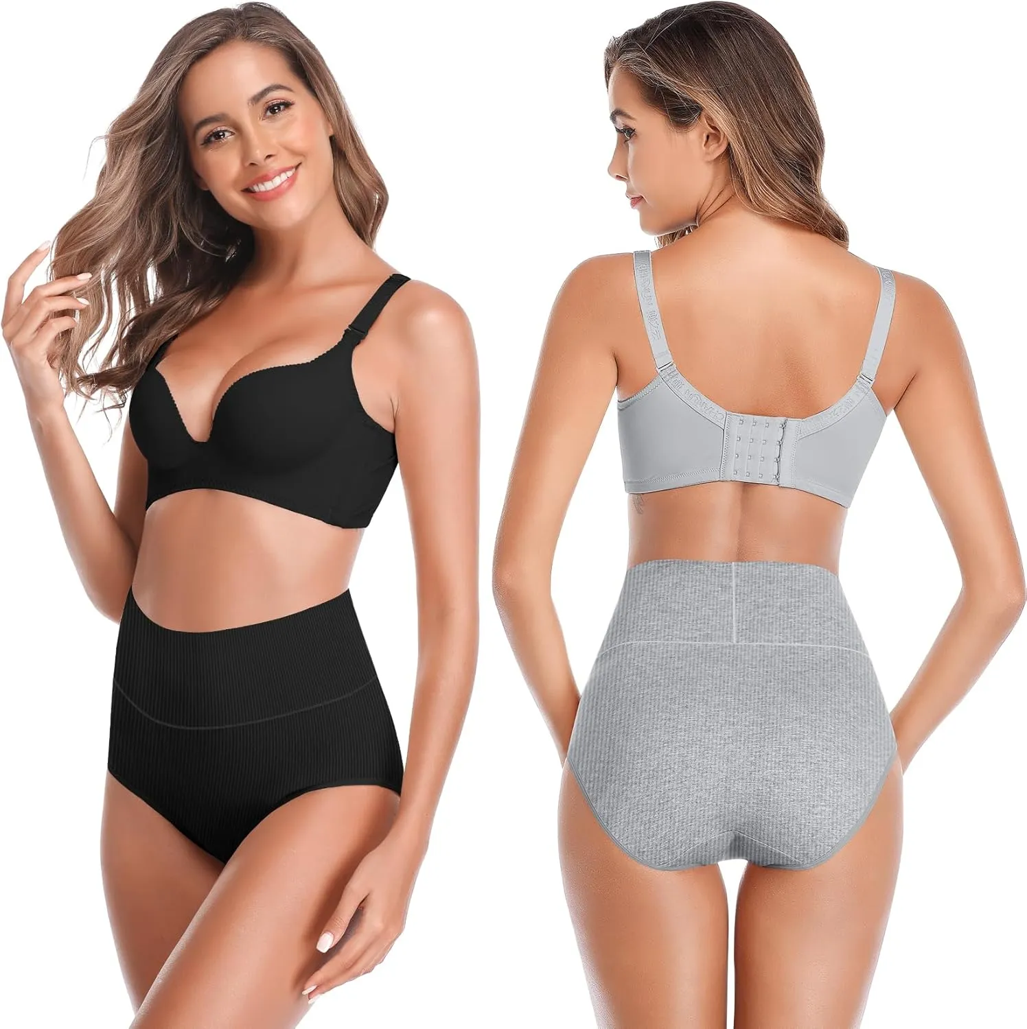 Women's High Waist Cotton Underwear Super Stretchy Briefs Full Coverage Panties Blue 5-Pack One Size Fits All