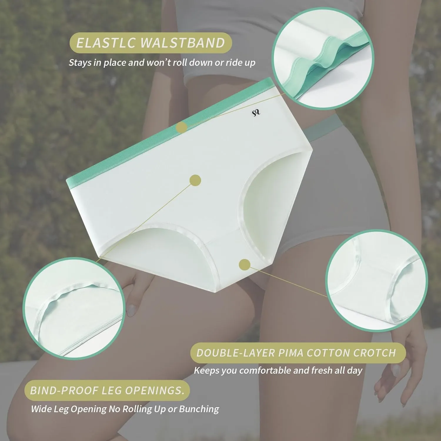 Womens High Waisted Tummy Control Underwear，Full Coverage Comfort Briefs，Moisture-Wicking Panties，Multi-Pack