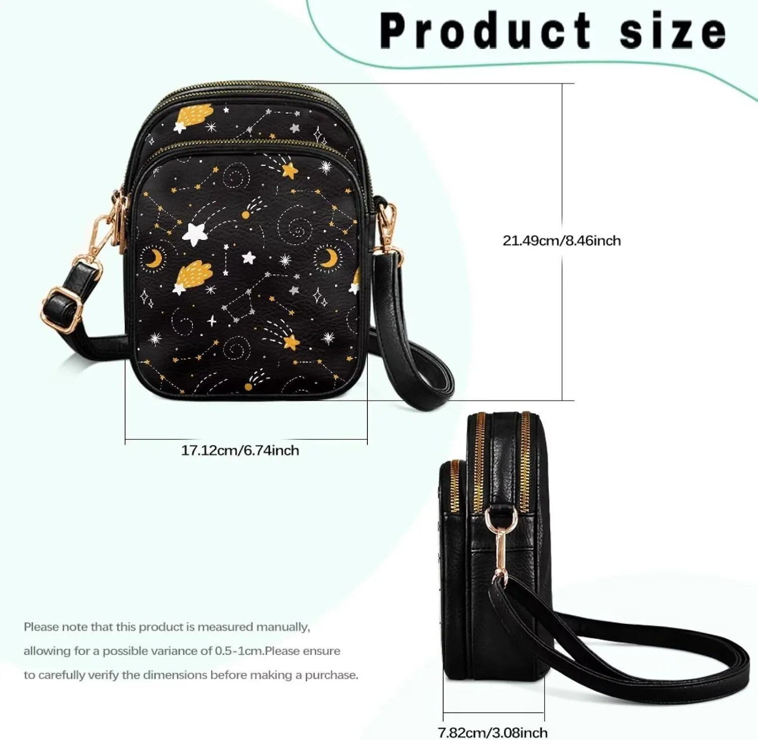 Womens Multi Pocket PU Leather Cross Body Bag Adjustable Strap Shoulder Handbags Cell Phone Purse Wallet