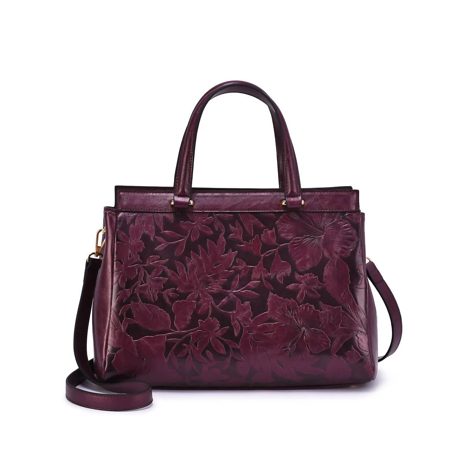 Women's Salome 3D Embossed Floral Satchel In Plum