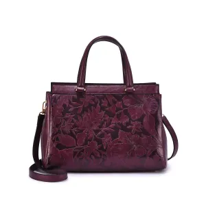 Women's Salome 3D Embossed Floral Satchel In Plum