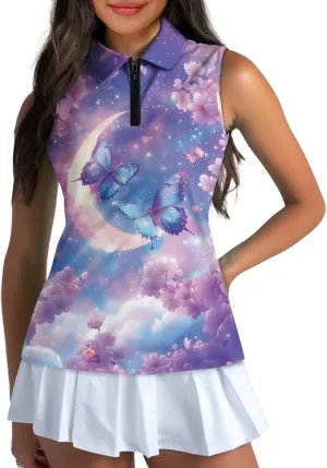 Women's Sleeveless Golf Shirts Collared V-Neck Tank Tops Quick Dry Lightweight UPF 50  Tennis Polo Shirts