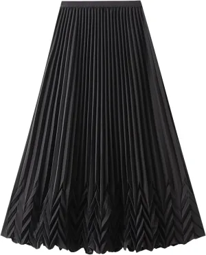 Women's Tulle Midi Skirt Elastic High Waist Layered Pleated Mesh Flowy A-Line Prom Party Long Tutu Skirts