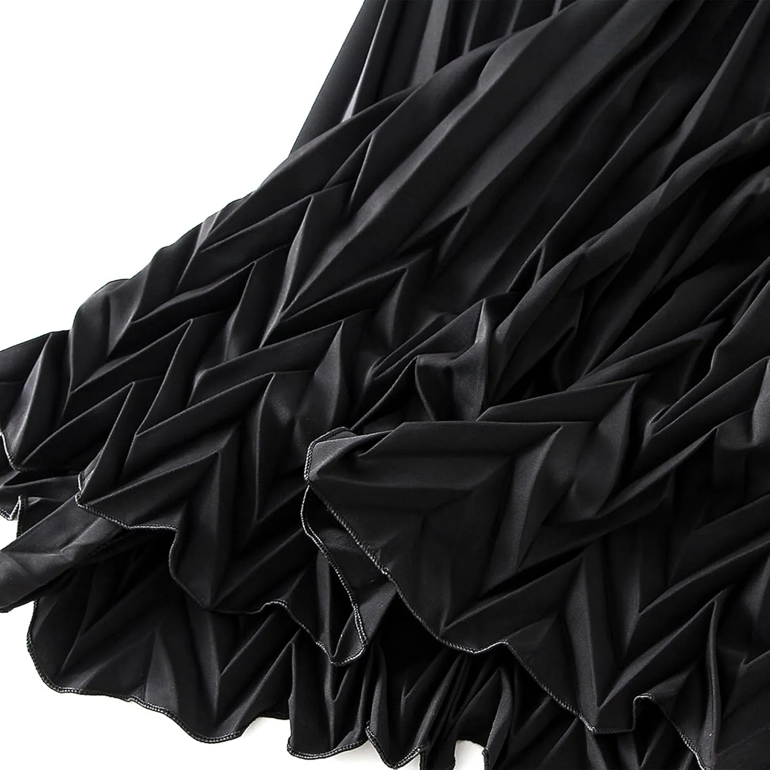 Women's Tulle Midi Skirt Elastic High Waist Layered Pleated Mesh Flowy A-Line Prom Party Long Tutu Skirts
