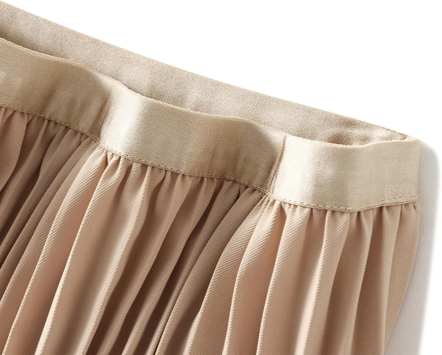 Women's Tulle Midi Skirt Elastic High Waist Layered Pleated Mesh Flowy A-Line Prom Party Long Tutu Skirts