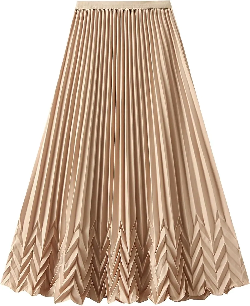 Women's Tulle Midi Skirt Elastic High Waist Layered Pleated Mesh Flowy A-Line Prom Party Long Tutu Skirts
