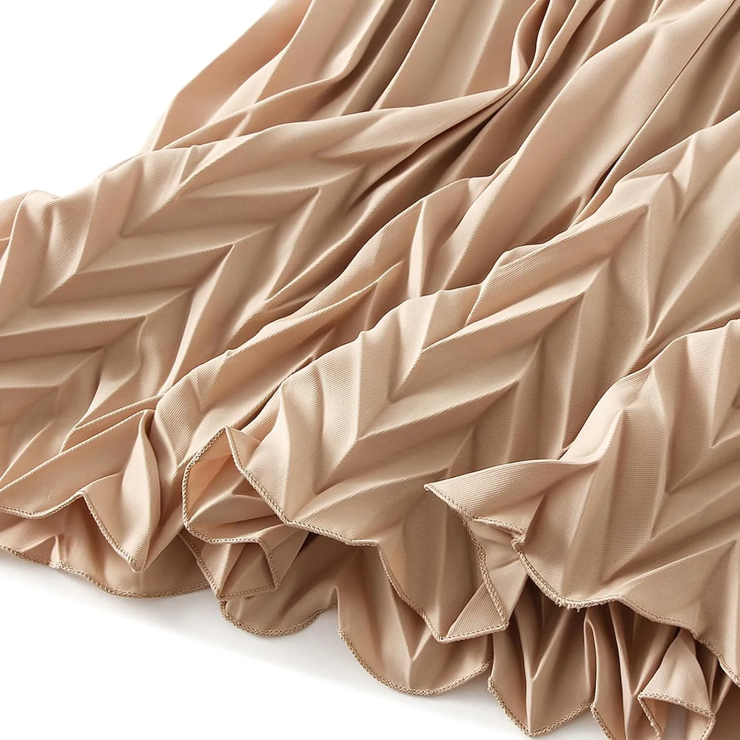 Women's Tulle Midi Skirt Elastic High Waist Layered Pleated Mesh Flowy A-Line Prom Party Long Tutu Skirts