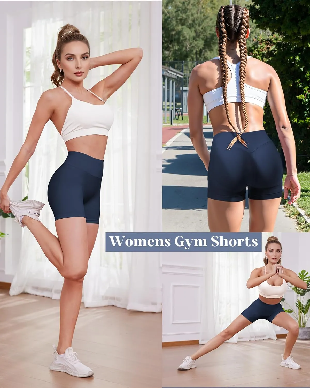 Womens Workout Gym Impact Shorts Seamless Hidden Scrunch Butt Lifting Yoga Shorts with High Waisted Tummy Control