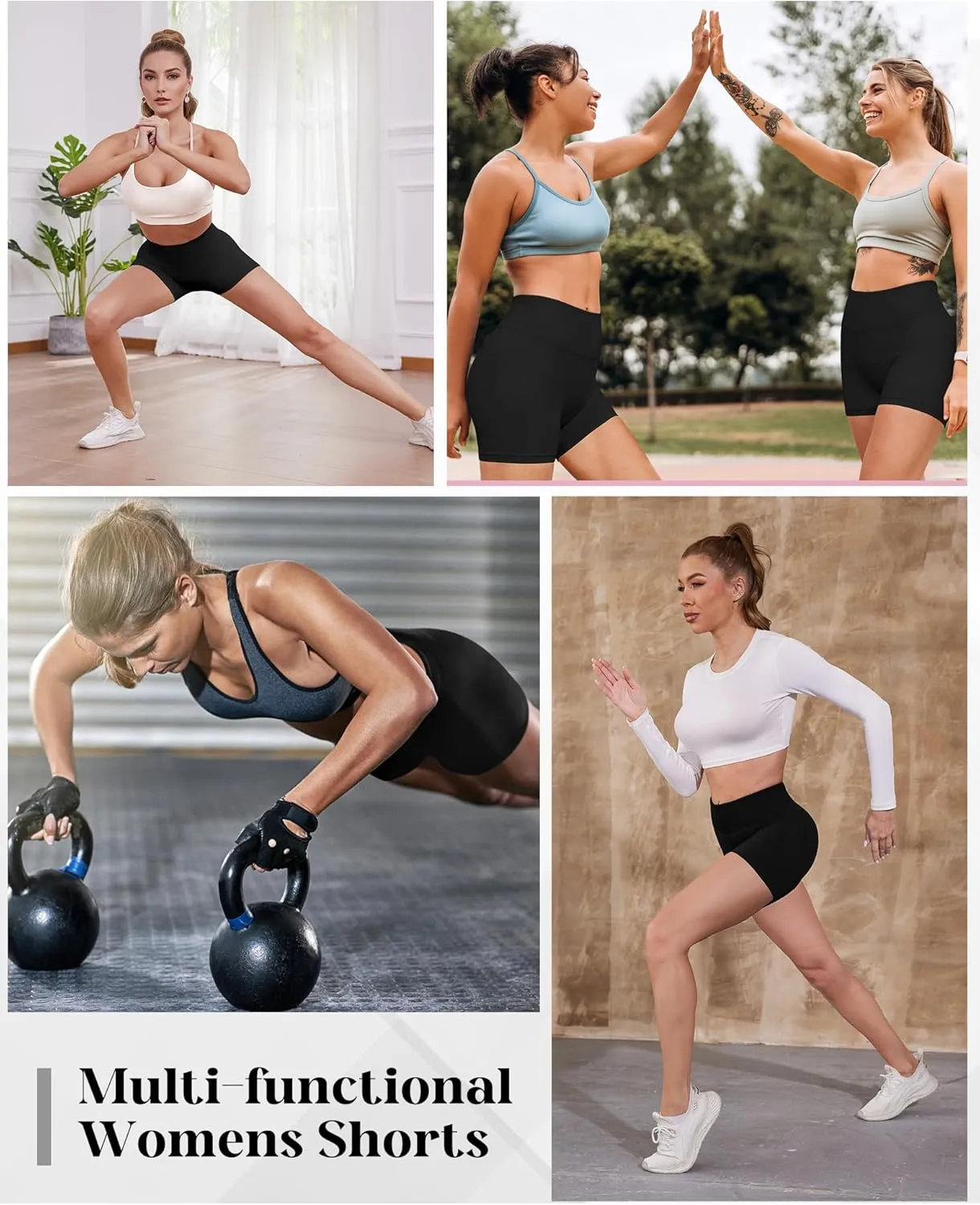 Womens Workout Gym Impact Shorts Seamless Hidden Scrunch Butt Lifting Yoga Shorts with High Waisted Tummy Control