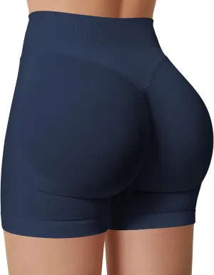 Womens Workout Gym Impact Shorts Seamless Hidden Scrunch Butt Lifting Yoga Shorts with High Waisted Tummy Control