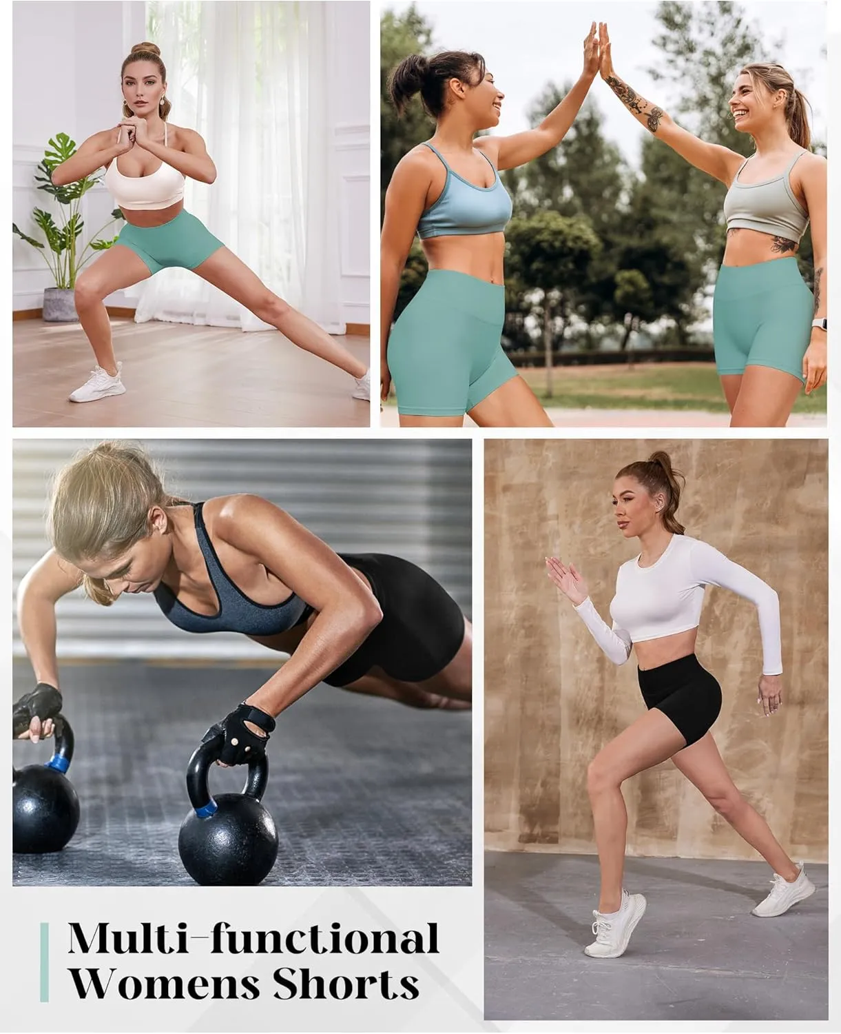 Womens Workout Gym Impact Shorts Seamless Hidden Scrunch Butt Lifting Yoga Shorts with High Waisted Tummy Control