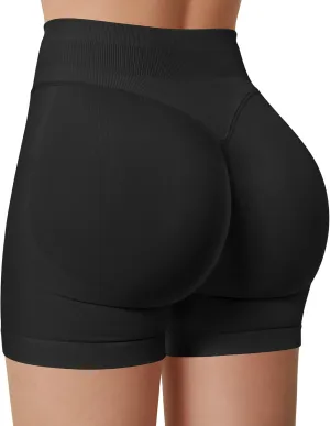 Womens Workout Gym Impact Shorts Seamless Hidden Scrunch Butt Lifting Yoga Shorts with High Waisted Tummy Control