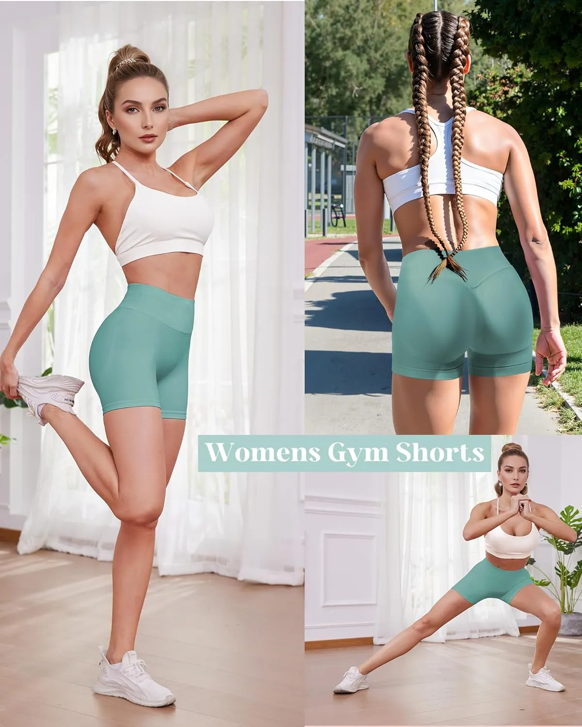 Womens Workout Gym Impact Shorts Seamless Hidden Scrunch Butt Lifting Yoga Shorts with High Waisted Tummy Control
