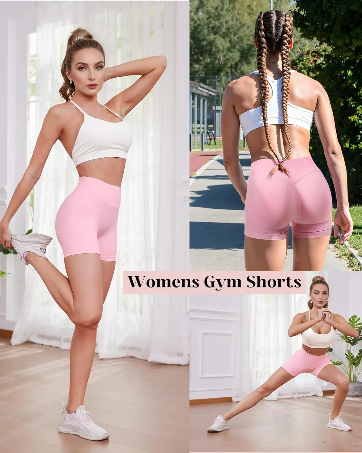 Womens Workout Gym Impact Shorts Seamless Hidden Scrunch Butt Lifting Yoga Shorts with High Waisted Tummy Control