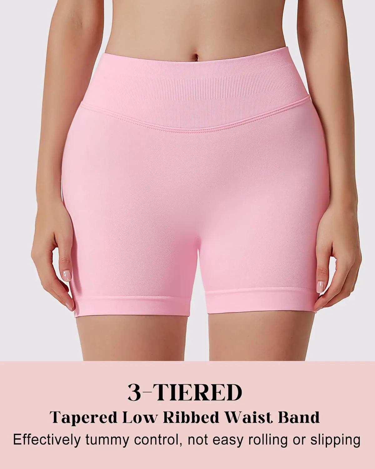 Womens Workout Gym Impact Shorts Seamless Hidden Scrunch Butt Lifting Yoga Shorts with High Waisted Tummy Control