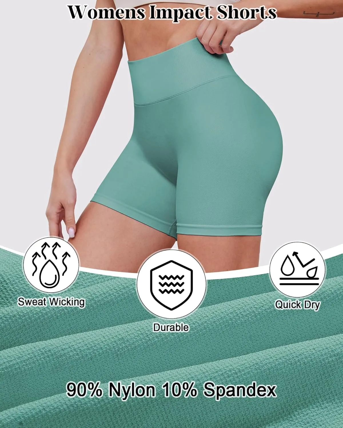 Womens Workout Gym Impact Shorts Seamless Hidden Scrunch Butt Lifting Yoga Shorts with High Waisted Tummy Control