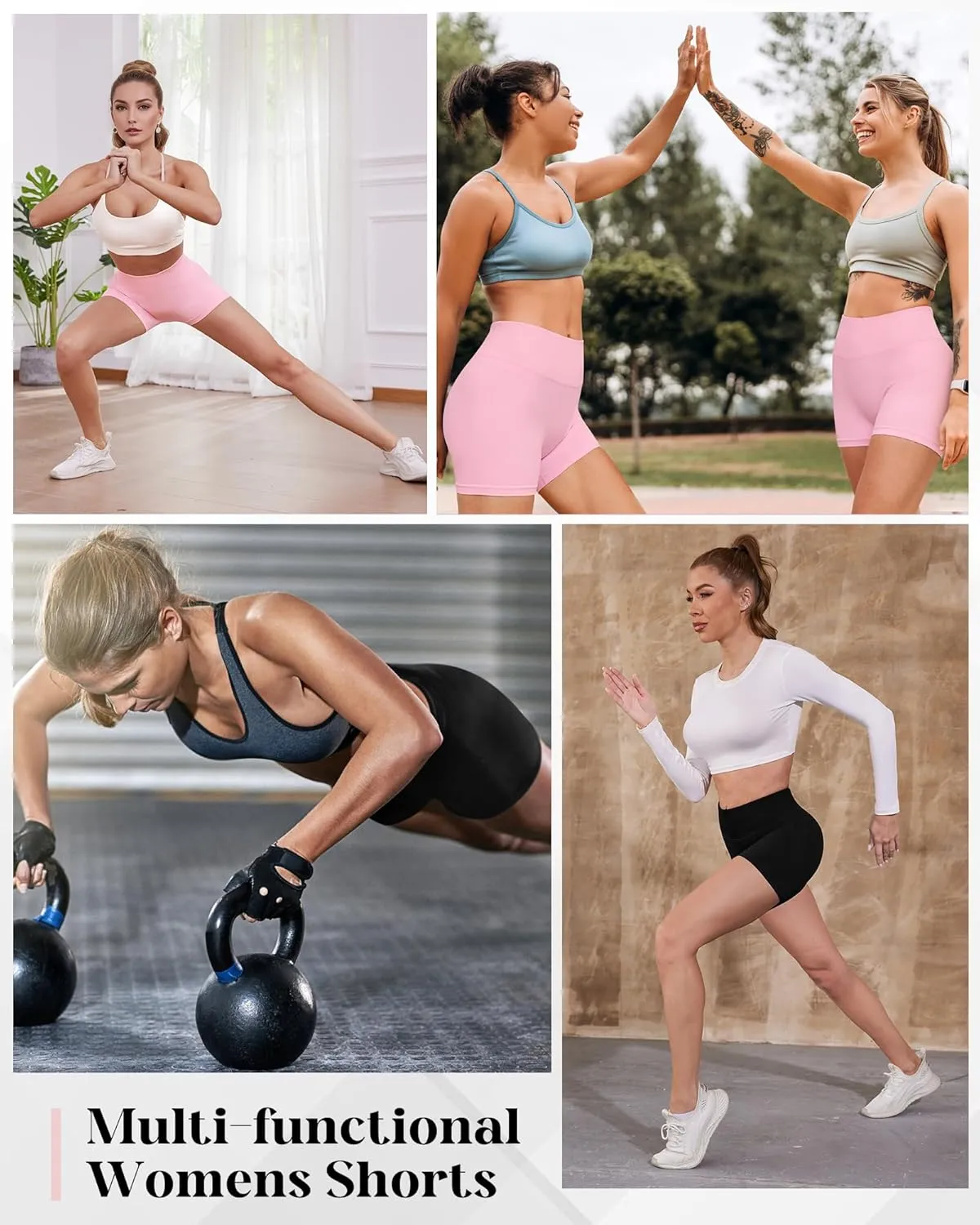 Womens Workout Gym Impact Shorts Seamless Hidden Scrunch Butt Lifting Yoga Shorts with High Waisted Tummy Control