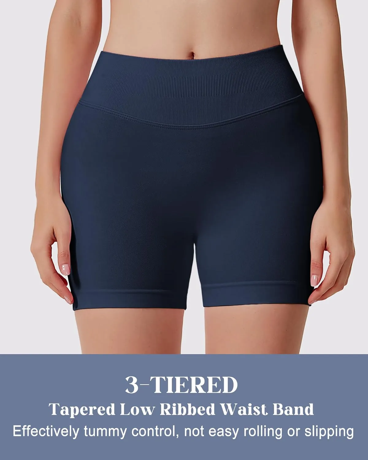 Womens Workout Gym Impact Shorts Seamless Hidden Scrunch Butt Lifting Yoga Shorts with High Waisted Tummy Control