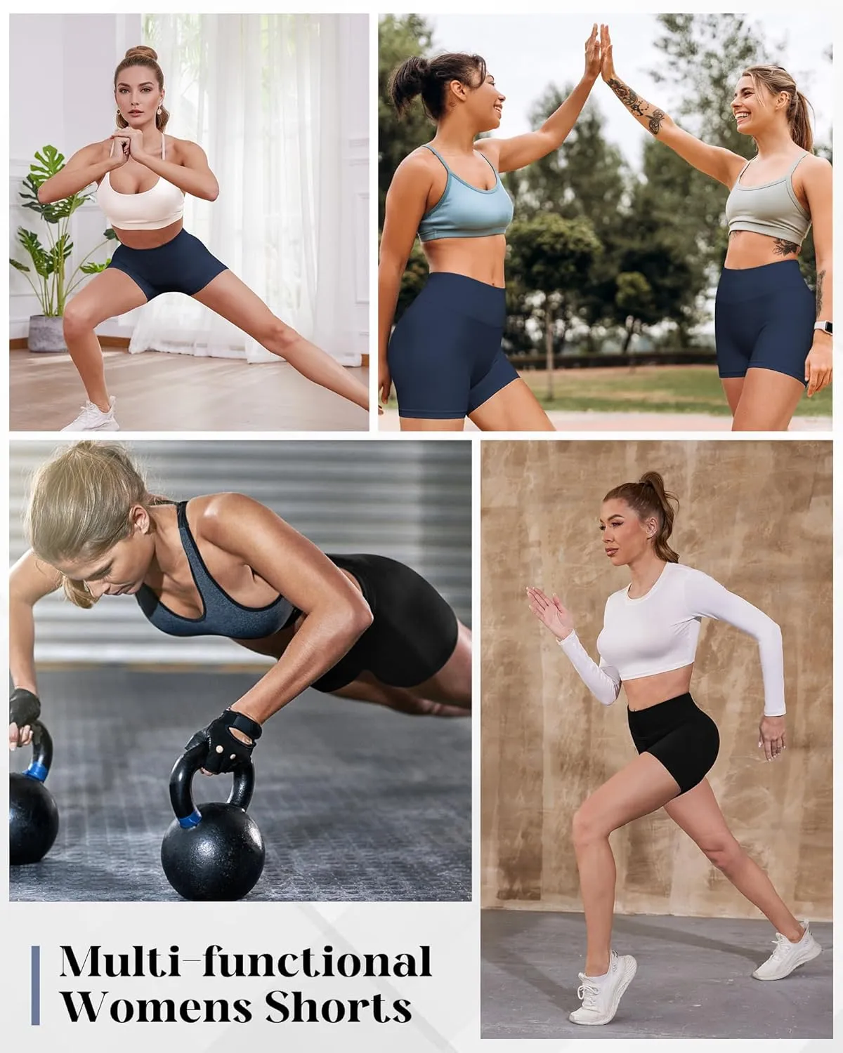 Womens Workout Gym Impact Shorts Seamless Hidden Scrunch Butt Lifting Yoga Shorts with High Waisted Tummy Control
