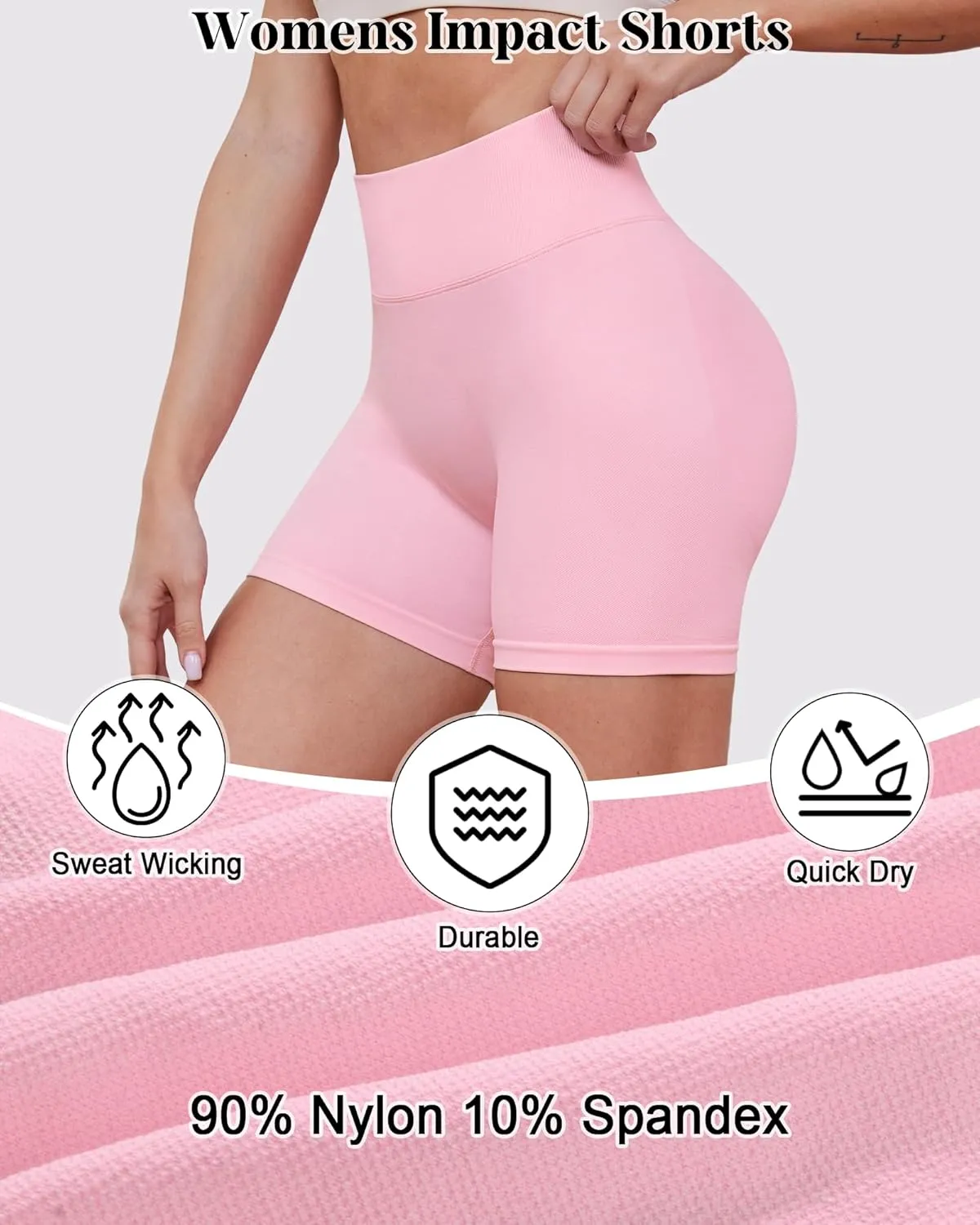 Womens Workout Gym Impact Shorts Seamless Hidden Scrunch Butt Lifting Yoga Shorts with High Waisted Tummy Control
