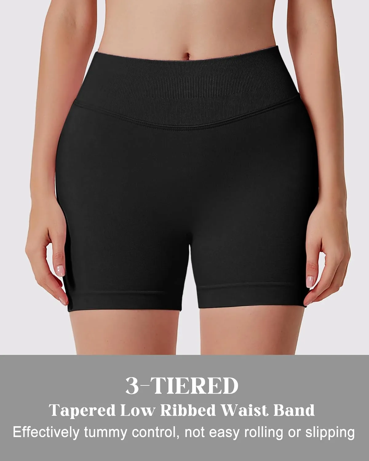 Womens Workout Gym Impact Shorts Seamless Hidden Scrunch Butt Lifting Yoga Shorts with High Waisted Tummy Control