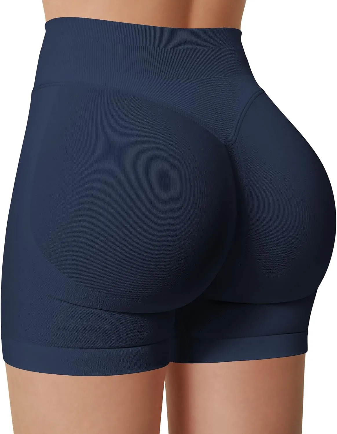 Womens Workout Gym Impact Shorts Seamless Hidden Scrunch Butt Lifting Yoga Shorts with High Waisted Tummy Control