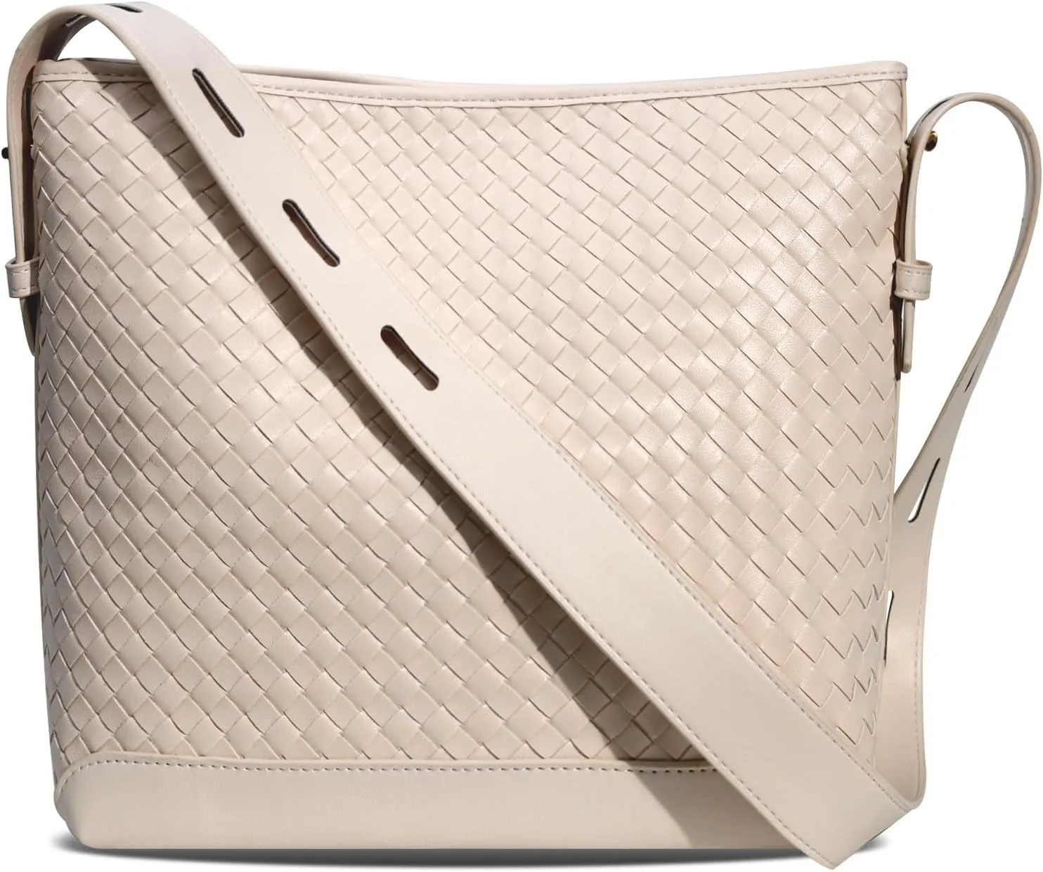 Woven Shoulder Bag For Women Vegan Leather Bucket Bag Large Capacity Tote Bag Trendy Hobo Handbag Purse