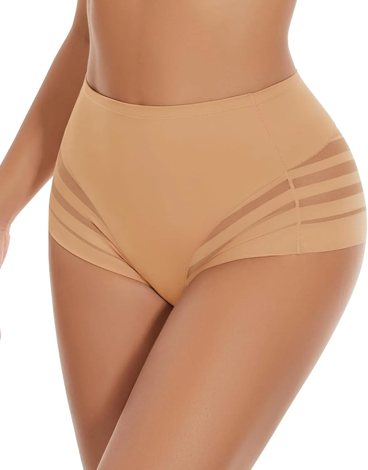 WOWENY Tummy Control Panties for Women Seamless Briefs Comfy Mesh Body Shaper Shapewear Sexy Underwear