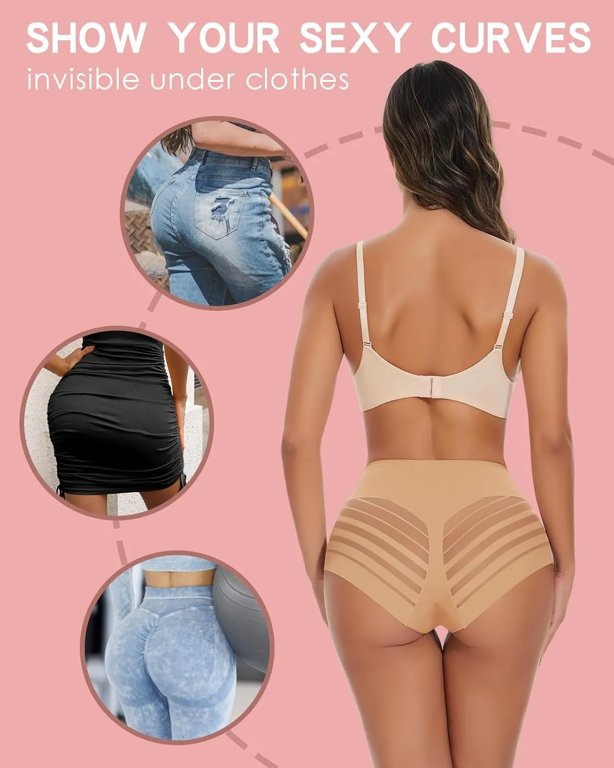 WOWENY Tummy Control Panties for Women Seamless Briefs Comfy Mesh Body Shaper Shapewear Sexy Underwear