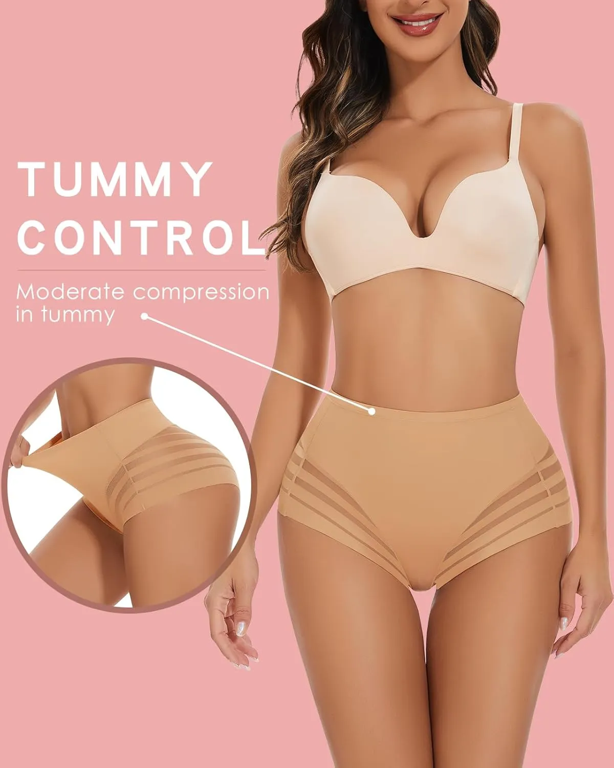 WOWENY Tummy Control Panties for Women Seamless Briefs Comfy Mesh Body Shaper Shapewear Sexy Underwear