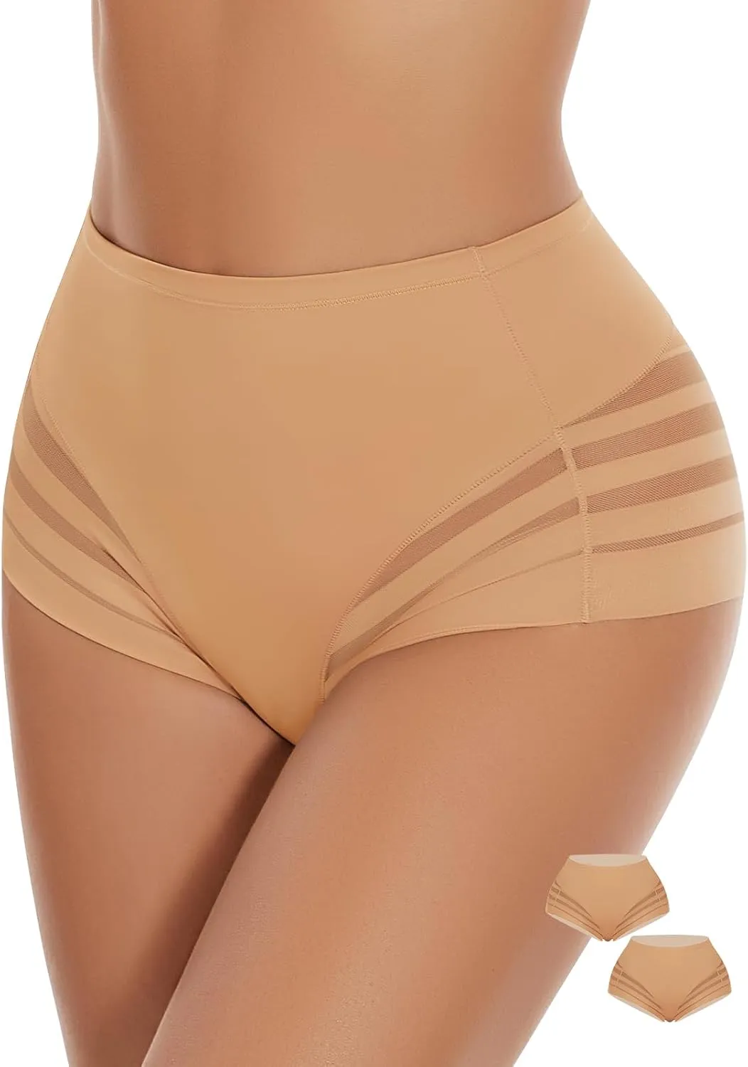 WOWENY Tummy Control Panties for Women Seamless Briefs Comfy Mesh Body Shaper Shapewear Sexy Underwear