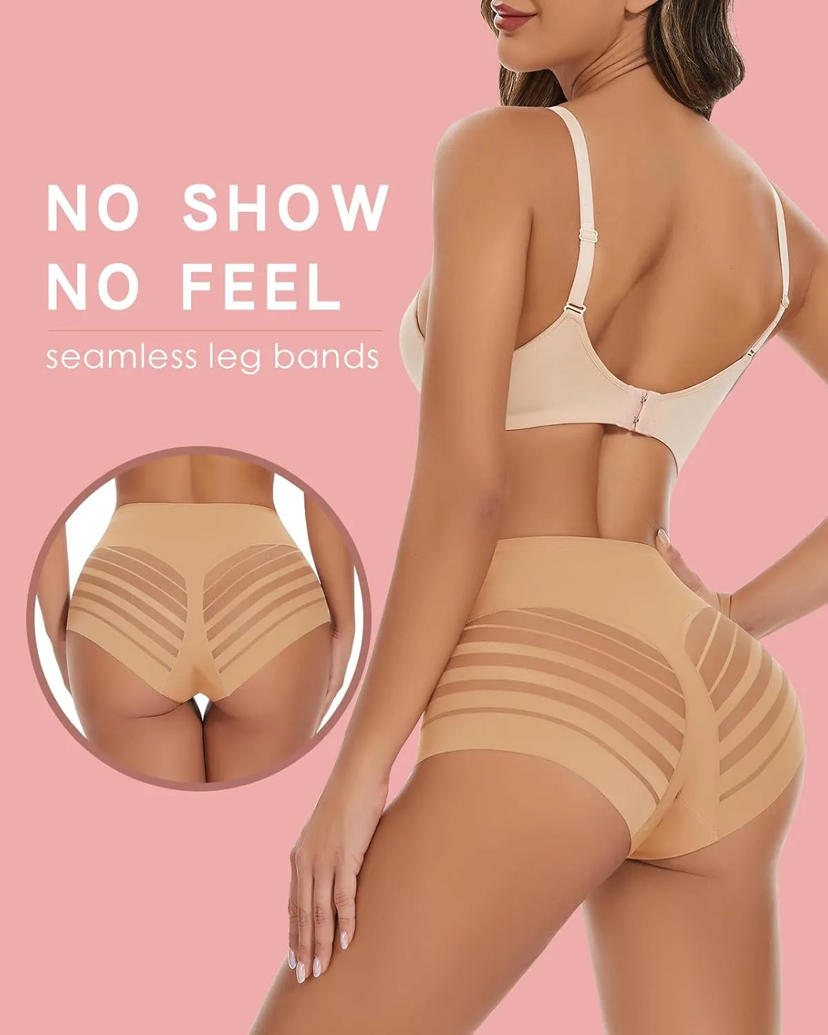 WOWENY Tummy Control Panties for Women Seamless Briefs Comfy Mesh Body Shaper Shapewear Sexy Underwear