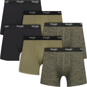 Wrangler Men’s Cooling Boxer Briefs, 6” Inseam, Moisture-Wicking, Stretch Fabric, Pack of 6, Quick Dry