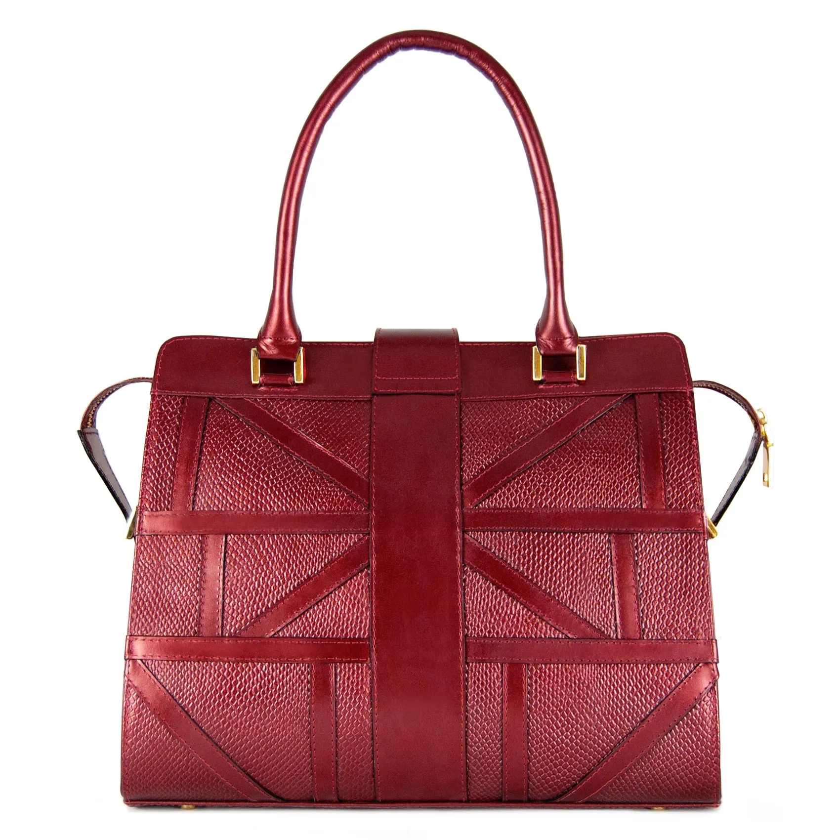WS Rebekah Metallic Snake-Embossed Applique Leather Satchel