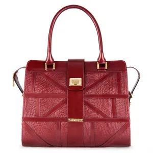 WS Rebekah Metallic Snake-Embossed Applique Leather Satchel