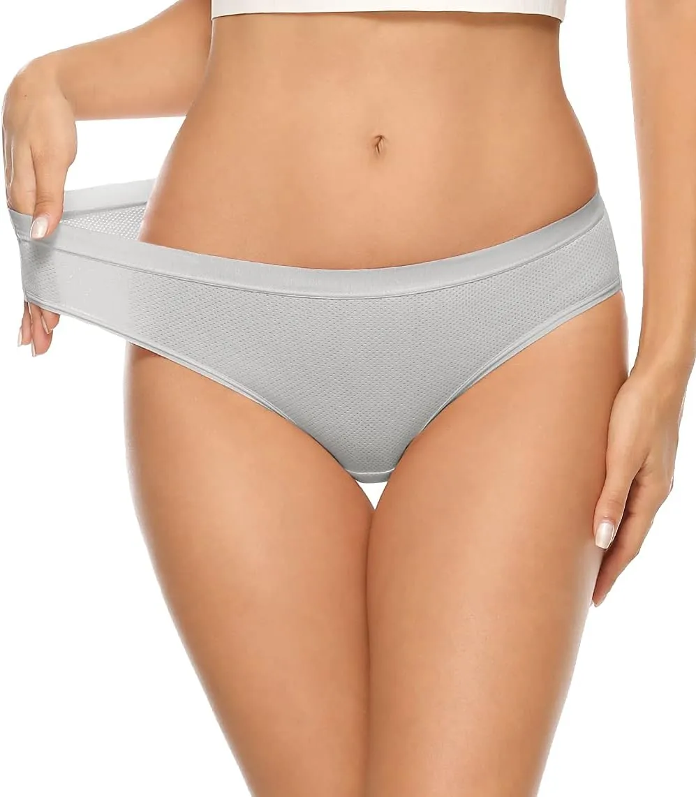 Xibing Women's Breathable Underwear Stretch Bikini Panties Low Waist Mesh Hipster Panty 10-Pack