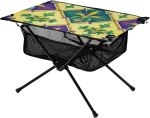 xigua Happy Mardi Gras Folding Camping Table,Portable Camp Table with Carry Bag Beach Table Folding Table for Picnic, Camp,Party,Travel258