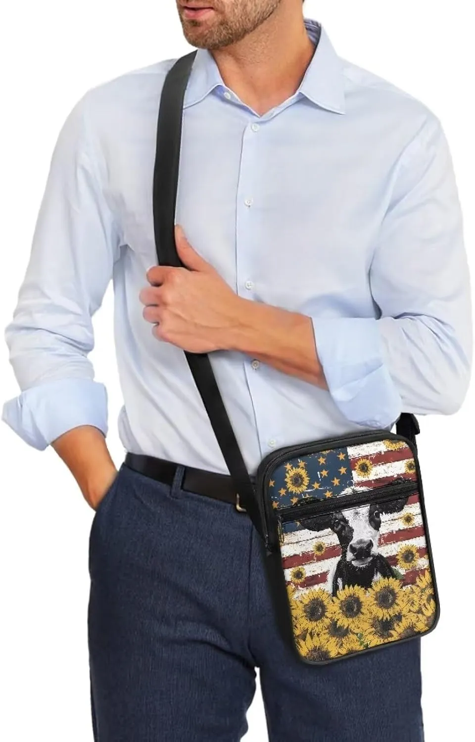 Xoenoiee Mini Messenger Bag Men Women Sling Bags with Multi Pockets Small Crossbody Bag for Walking Outing Daily